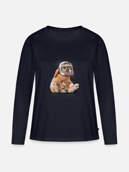 Spacerabbit - Frauen Premium Bio Langarmshirt - Navy