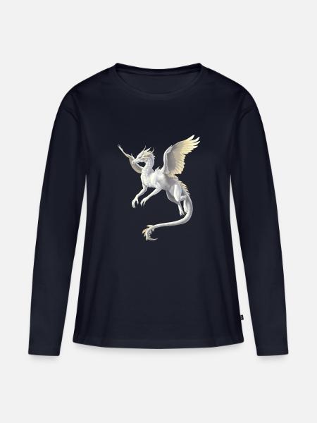 Weißer Drache - Frauen Premium Bio Langarmshirt - Navy