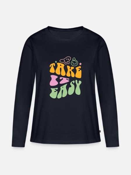 Take it Easy - Frauen Premium Bio Langarmshirt - Navy
