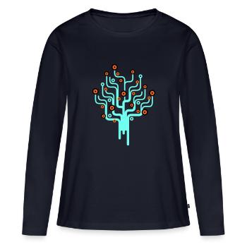 baum2_3f - T-shirt manches longues Premium bio Femme - bleu marine - Devant - Julia (174cm)