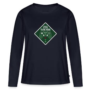 Gamer Break Diamond Logo - T-shirt manches longues Premium bio Femme - bleu marine - Devant - Julia (174cm)