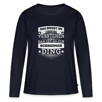 Schreiner - Frauen Premium Bio Langarmshirt - Navy - Vorne - Julia (174cm)