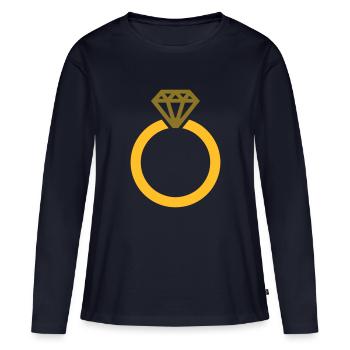 Ring - Frauen Premium Bio Langarmshirt - Navy - Vorne - Julia (174cm)