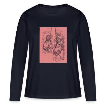 Boxhandschuhe - Frauen Premium Bio Langarmshirt - Navy - Vorne - Julia (174cm)