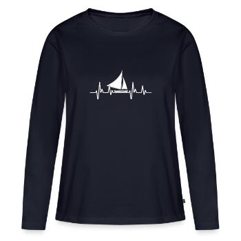 Segelboot Heartbeat Segelboot - Frauen Premium Bio Langarmshirt - Navy - Vorne - Julia (174cm)