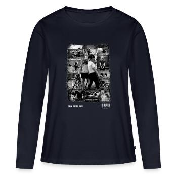 Crew - White - Frauen Premium Bio Langarmshirt - Navy - Vorne - Julia (174cm)
