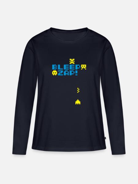BLEEP_ZAP! - Frauen Premium Bio Langarmshirt - Navy