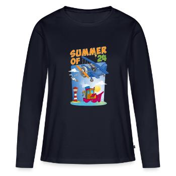 L’été haut en couleur de 2024 - T-shirt manches longues Premium bio Femme - bleu marine - Devant - Julia (174cm)