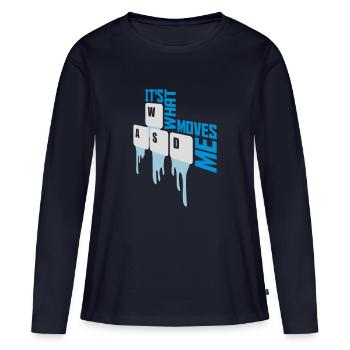 c’est ce qui m’émeut - T-shirt manches longues Premium bio Femme - bleu marine - Devant - Julia (174cm)