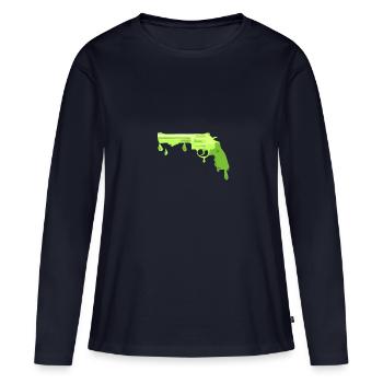Revolver DripDrop - T-shirt manches longues Premium bio Femme - bleu marine - Devant - Julia (174cm)