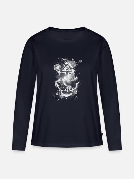 Anker Tinte - Frauen Premium Bio Langarmshirt - Navy