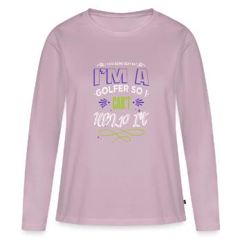 Golf Golf Clubs Geek Cadeau Drôles d’animaux Dictons - T-shirt manches longues Premium bio Femme - rose poudré - Devant - Julia (174cm)
