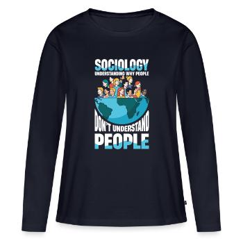 Sociologie : comprendre pourquoi les gens ne le font pas - T-shirt manches longues Premium bio Femme - bleu marine - Devant - Julia (174cm)