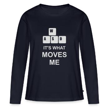 c’est ce qui m’émeut - T-shirt manches longues Premium bio Femme - bleu marine - Devant - Julia (174cm)