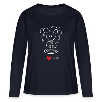 J’adore la poterie - Pour les fans de céramique et de poterie - T-shirt manches longues Premium bio Femme - bleu marine - Devant - Julia (174cm)