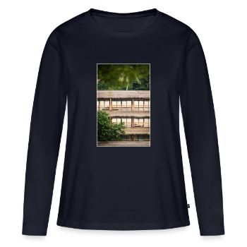 hotel under palm trees - Frauen Premium Bio Langarmshirt - Navy - Vorne - Julia (174cm)