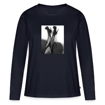 7E6FB826 AD47 4463 A545 90E6508F6BF1 - Frauen Premium Bio Langarmshirt - Navy - Vorne - Julia (174cm)
