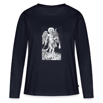Erzengel Michael - Frauen Premium Bio Langarmshirt - Navy - Vorne - Julia (174cm)