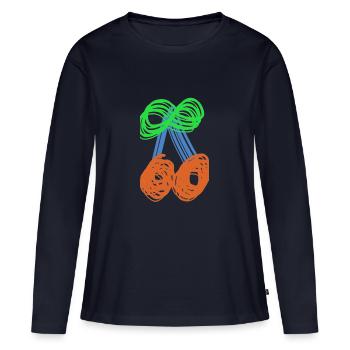 Festival d’été Cerises 🍒 - T-shirt manches longues Premium bio Femme - bleu marine - Devant - Julia (174cm)
