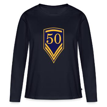 50 - T-shirt manches longues Premium bio Femme - bleu marine - Devant - Julia (174cm)