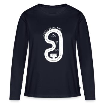 Mama's grand prix - T-shirt manches longues Premium bio Femme - bleu marine - Devant - Julia (174cm)