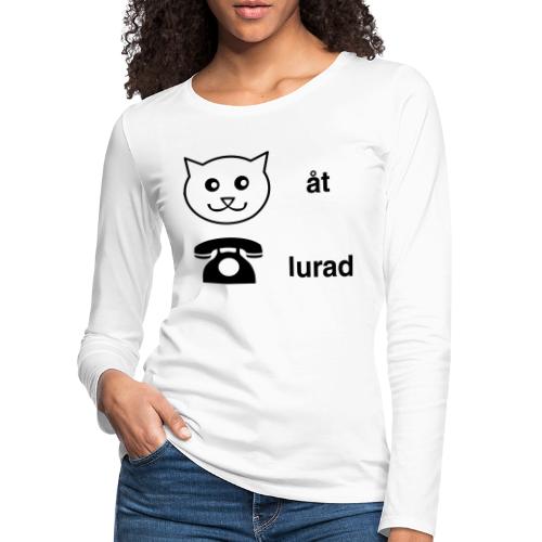 Katt åt telefon - Långärmad premium-T-shirt dam