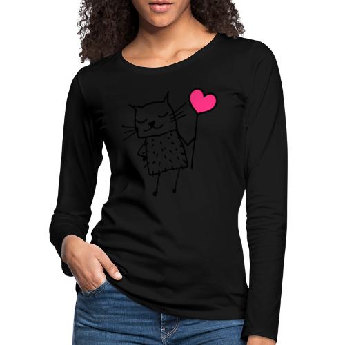 Katze mit Herz: Liebe - Frauen Premium Langarmshirt