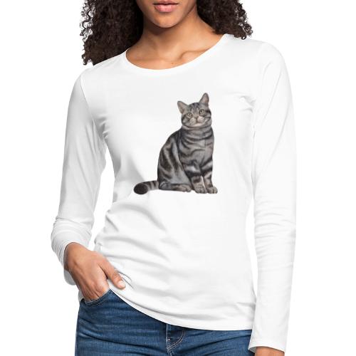 Chat gris Dexter - T-shirt manches longues Premium Femme