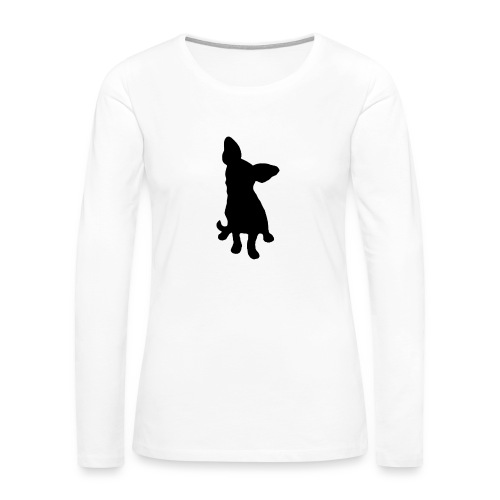 Chihuahua istuva musta - Naisten premium pitkähihainen t-paita