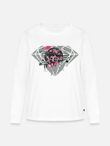 Diamant - Frauen Premium Bio Langarmshirt - Weiß