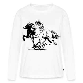 Chevaux sauvages - T-shirt manches longues Premium bio Femme - blanc - Devant - Julia (174cm)