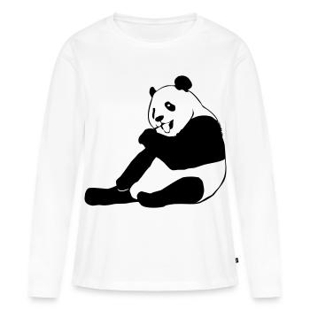 Panda - Pandas - Frauen Premium Bio Langarmshirt - Weiß - Vorne - Julia (174cm)