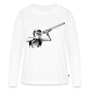 Shooting - Frauen Premium Bio Langarmshirt - Weiß - Vorne - Julia (174cm)