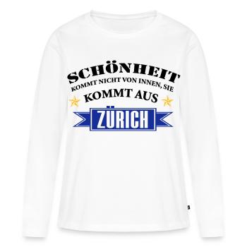 Beauté de Zurich - T-shirt manches longues Premium bio Femme - blanc - Devant - Julia (174cm)