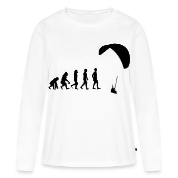 Evolution Gleitschirm - Frauen Premium Bio Langarmshirt - Weiß - Vorne - Julia (174cm)