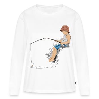 Angler - T-shirt manches longues Premium bio Femme - blanc - Devant - Julia (174cm)