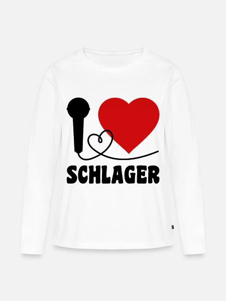 I Love Schlager - Frauen Premium Bio Langarmshirt - Weiß
