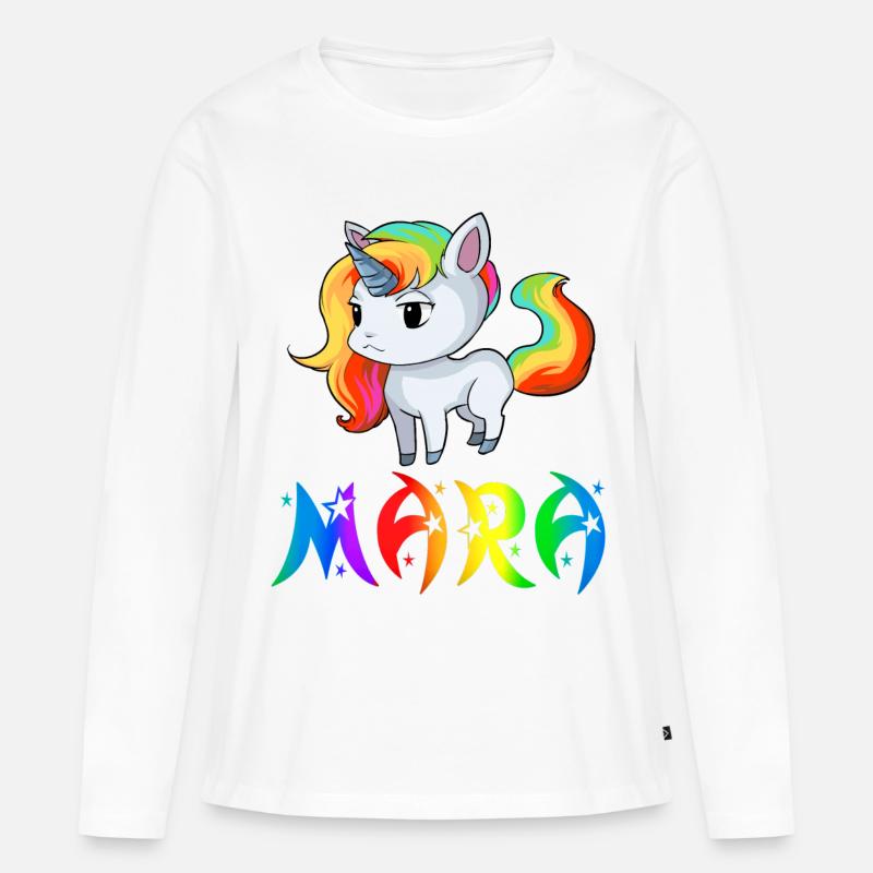 Mara Einhorn - Frauen Premium Bio Langarmshirt - Weiß