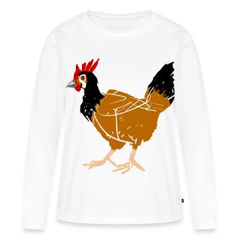 Poule - T-shirt manches longues Premium bio Femme - blanc - Devant - Julia (174cm)