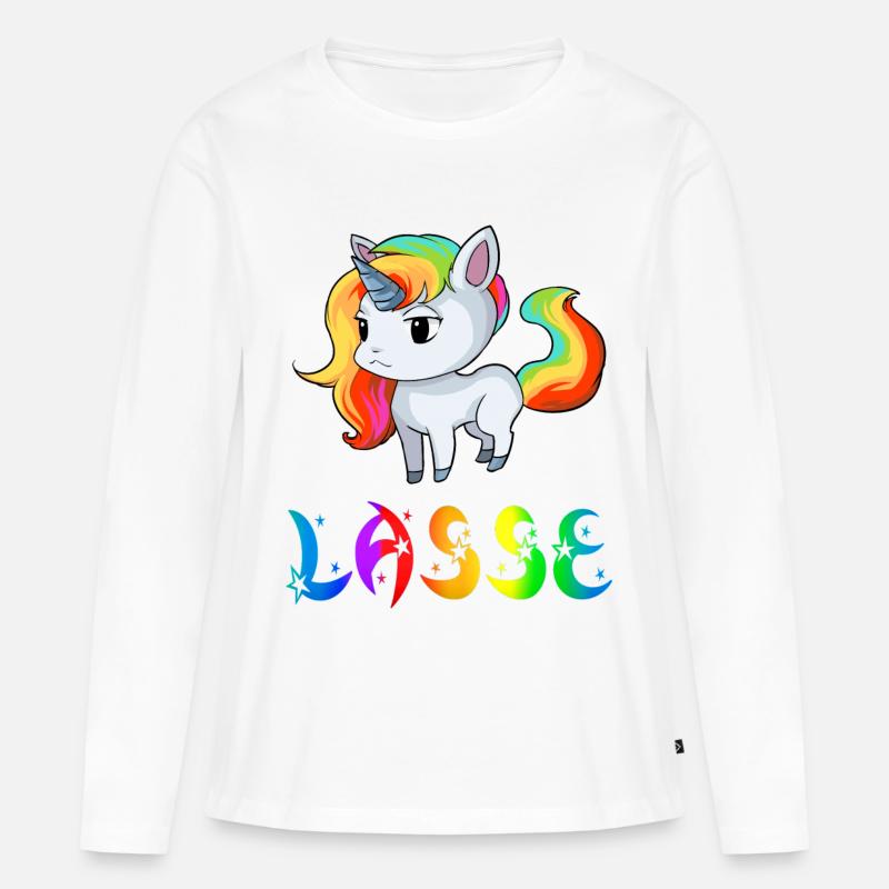 Einhorn Lasse - Frauen Premium Bio Langarmshirt - Weiß