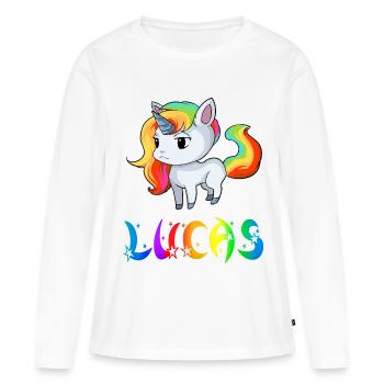 Einhorn Lucas - T-shirt manches longues Premium bio Femme - blanc - Devant - Julia (174cm)