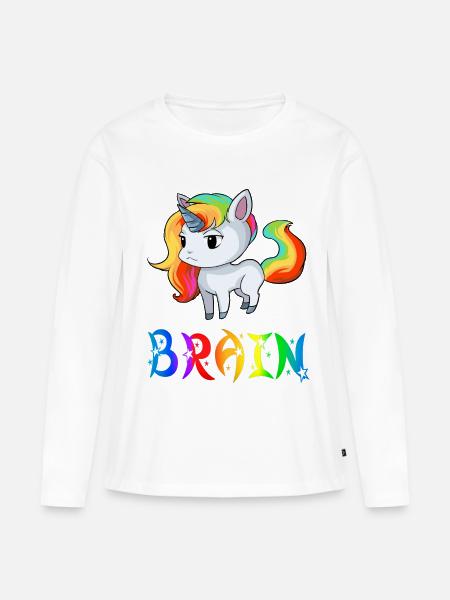 cervello Unicorn - Maglia a maniche lunghe ecologica premium da donna - bianco