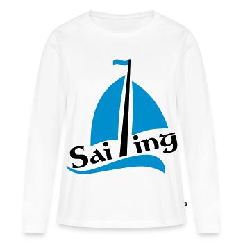 bateau à voile - T-shirt manches longues Premium bio Femme - blanc - Devant - Julia (174cm)