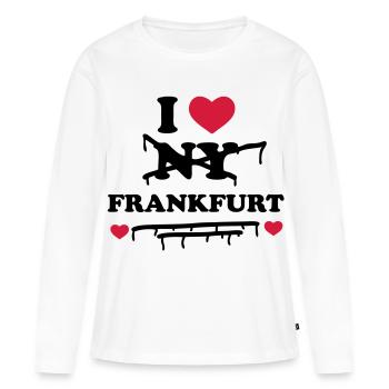 Je n'aime pas NY mais Francfort - T-shirt manches longues Premium bio Femme - blanc - Devant - Julia (174cm)