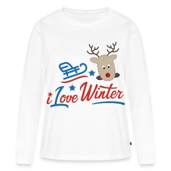 hiver - T-shirt manches longues Premium bio Femme - blanc - Devant - Julia (174cm)