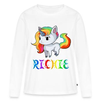 Unicorn Richie - T-shirt manches longues Premium bio Femme - blanc - Devant - Julia (174cm)