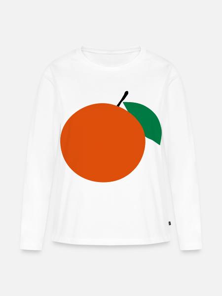 Orange - Frauen Premium Bio Langarmshirt - Weiß