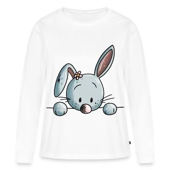 petit lapin doux - Lapin - Lapin - BD - T-shirt manches longues Premium bio Femme - blanc - Devant - Julia (174cm)