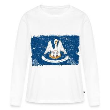 Louisiana Vintage Flagge - Frauen Premium Bio Langarmshirt - Weiß - Vorne - Julia (174cm)