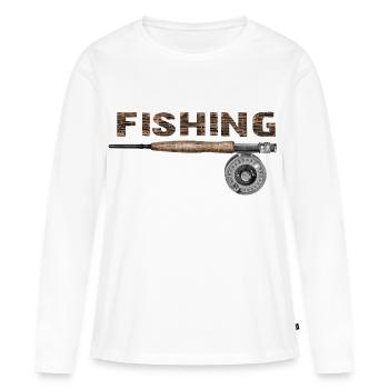Fishing - T-shirt manches longues Premium bio Femme - blanc - Devant - Julia (174cm)